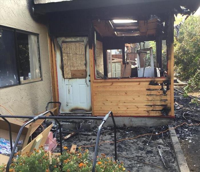 sunroom with fire damage